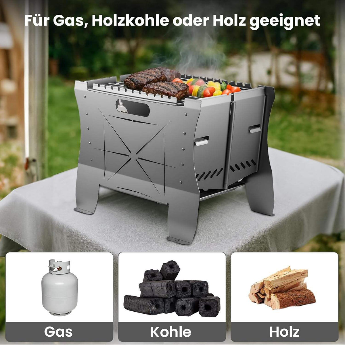 PINELORE Folding Camp Grill with Carry Bag
