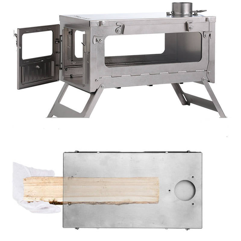 PINELORE Folding Titanium Wood Stove with Chimney