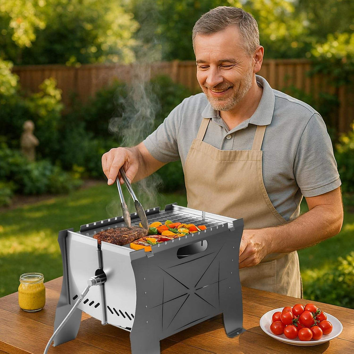 PINELORE Folding Camp Grill with Carry Bag