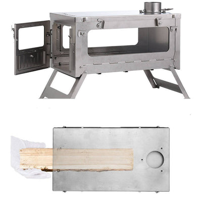 PINELORE Folding Titanium Wood Stove with Chimney