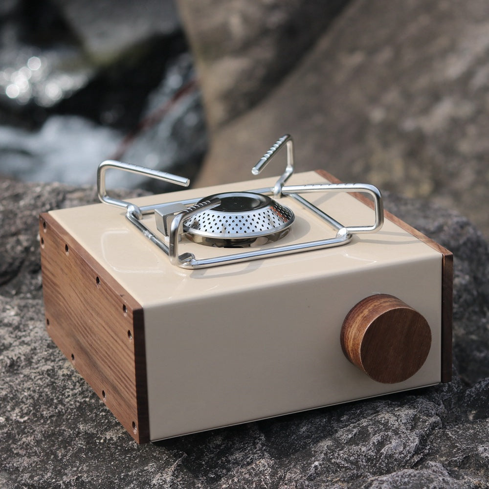 PINELORE Walnut-Style Portable Gas Stove & Griddle