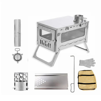 PINELORE Folding Wood Stove with Chimney — Custom Edition