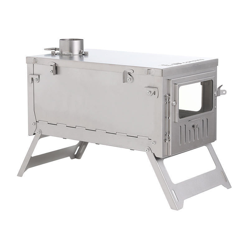 PINELORE Folding Titanium Wood Stove with Chimney