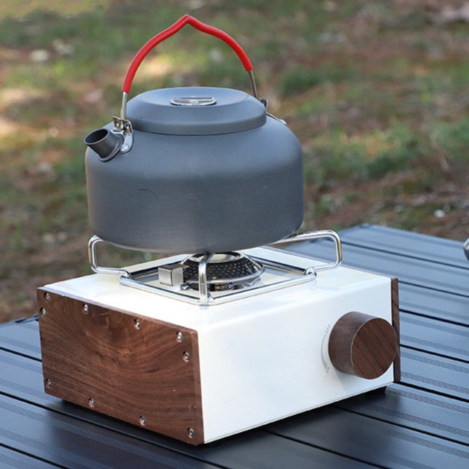 PINELORE Walnut-Style Portable Gas Stove & Griddle