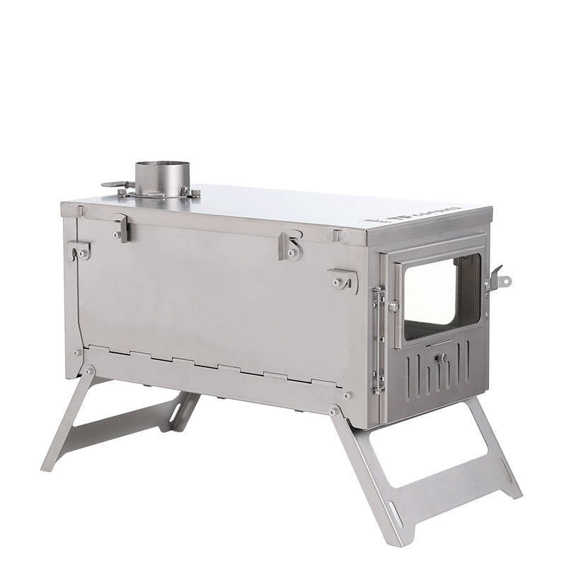 PINELORE Folding Titanium Wood Stove with Chimney